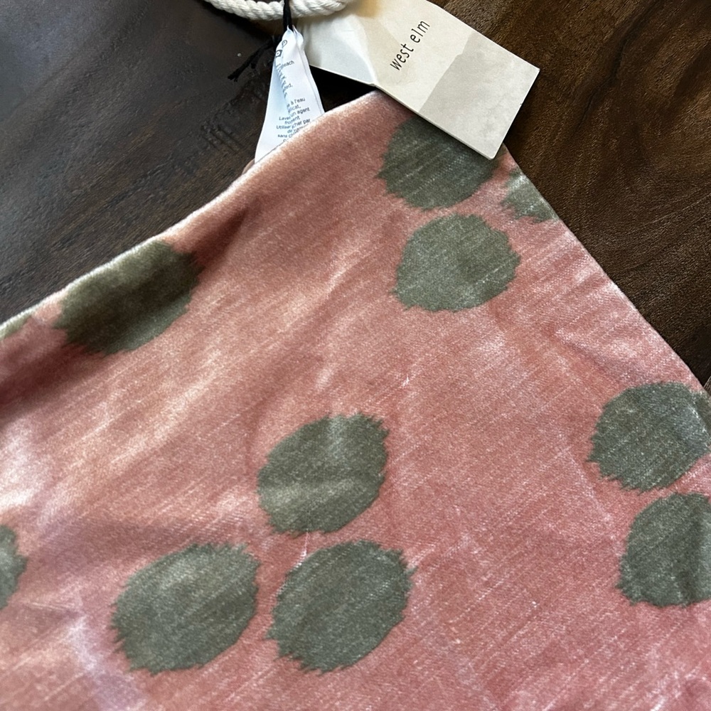 West Elm Pink and greenish / grey dot pillow covers